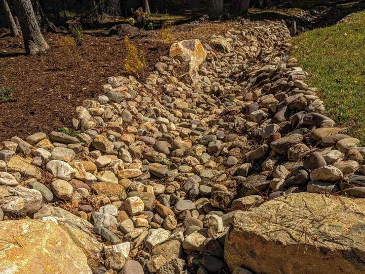Natural stone creek bed
